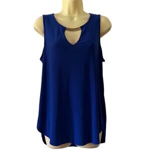 Luxology Blue Sleeveless Slinky Knit Blouse Woman Size Medium Tunic